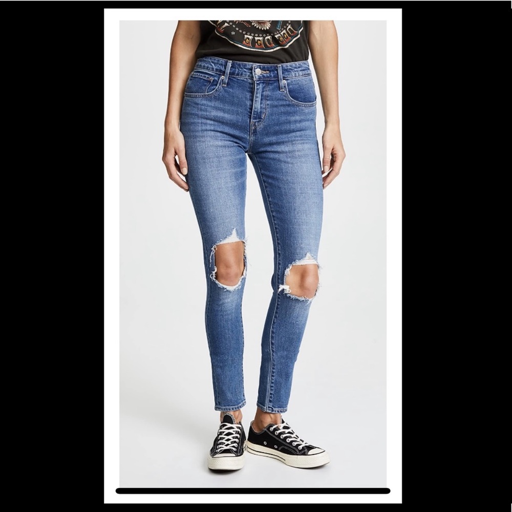 Levis High Rise Distressed Skinny Jeans